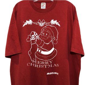 VTG Jerzees Boeing Women's Sleep Shirt 90s Merry Christmas Graphic